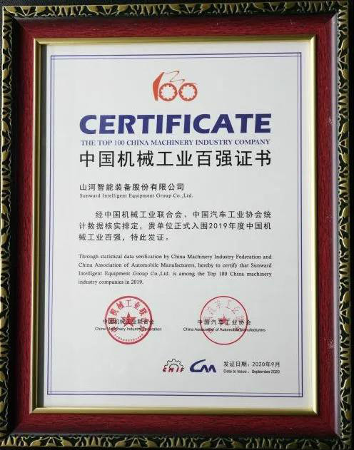 2019年中国机械工业百强发布，米兰平台-米兰(中国)
智能排名52位
